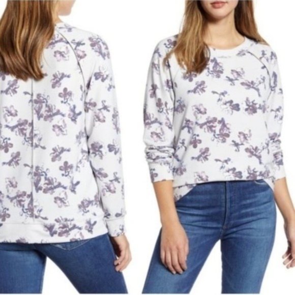 CASLON Cozy Lightweight Floral Print Sweatshirt Top - NWT - Picture 1 of 3